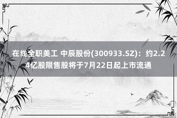 在线全职美工 中辰股份(300933.SZ)：约2.24亿股限售股将于7月22日起上市流通